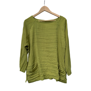Babette Textured  pleated Olive Green Women's Top